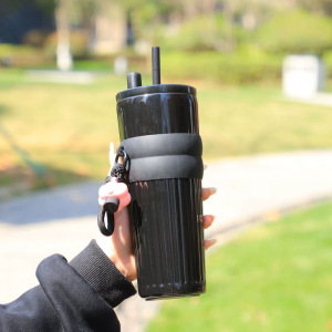 COD แก้วกาแฟสแตนเลสซับเซรามิกพร้อมฝาปิดขวดสูญญากาศสามารถเก็บความร้อนและความเย็น