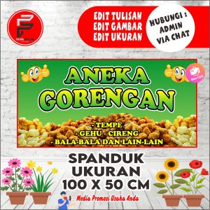 Spanduk Aneka Gorengan / Spanduk Jual Gorengan / Banner Warung Gorengan / Spanduk Ukuran 100 x 50 cm Bisa COD