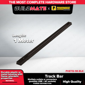 Buildmate x Powerhouse Electric Track Bar 1 Meter/ 2 Meter  Black  PHETB-1M-BLK  PHE