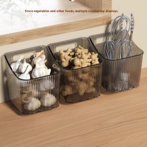 Annie của hình cầu nhà bếp lưu trữ thùng cho tỏi gừng và đồ dùng-Khay nhựa trong suốt cho Countertop hiển thị