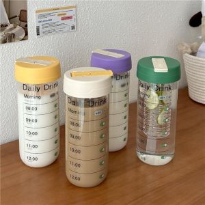 FIGHTINPC Glass Alarm Clock Straw Cup Alarm Clock Large Capacity Outdoor Glass Straw Cup Creative Bubble Tea Cup Sports Water Bottle Valentines Day Gift
