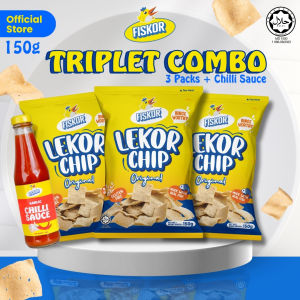 Fiskor Triplets Combo – 3x Original Lekor Chips + Chili Sauce | Halal Certified