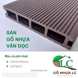 MÃ 140*25A Sàn gỗ nhựa vân dọc màu cà phê nhạt gỗ nhựa LC lót hồ bơi sân vườn lối đi bền đẹp vượt thời gian