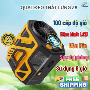 Quạt Đeo Thắt Lưng Tích Điện Gió Siêu Mát Áo Quạt Điều Hòa Có Cổng Sạc Điện Thoại 10.000mAh 3 cấp độ gió siêu mát 100 Cấp Độ Gió Dùng 15H Quạt Đeo Người Tiện Lợi