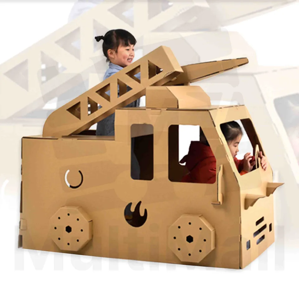 Fire Truck 3D DIY Cardboard Toy House For Kids Fun DIY Craft For