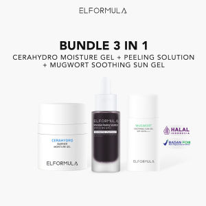 ELFORMULA Skin Treatment Set Bundle 3in1- Intensive Peeling Solution + CeraHydro Moisture Gel + Mugwort Soothing Sun Gel SPF 40 PA+++