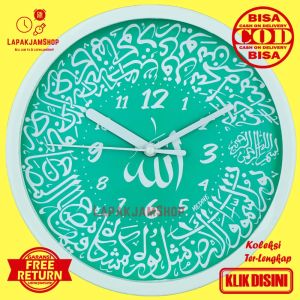 Jam Dinding Quartz Kaligrafi Arab Murah Medine MD2244 Blue Dekorasi Kamar Modern BestSeller Besar