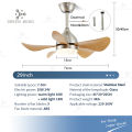 GREEN WIND 29 inch AC Ceiling Fan with Light LED Modern Design Ceilings Fan 5 Blades Big for Bedroom Nordic Ceiling Fans. 