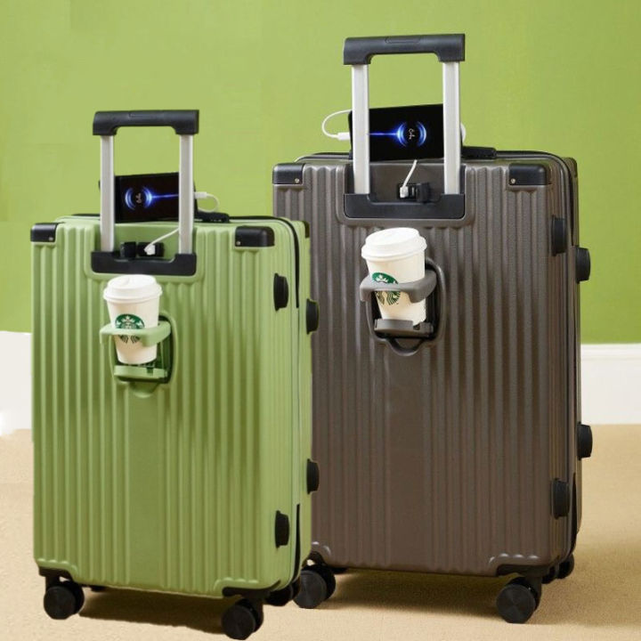 Multifunctional Luggage with USB Cup Holder Trolley Case Female 20