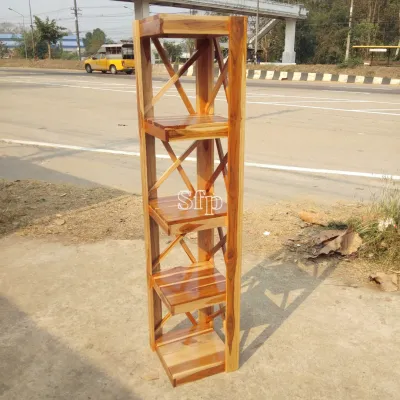 ชั้นวางของเข้ามุมชั้นวางมุมห้องชั้นวางมุม ขนาด กว้าง32cm ลึก32cm สูง100cm ระยะห่างของชั้นวาง26cm ทำจากไม้สักทอง
