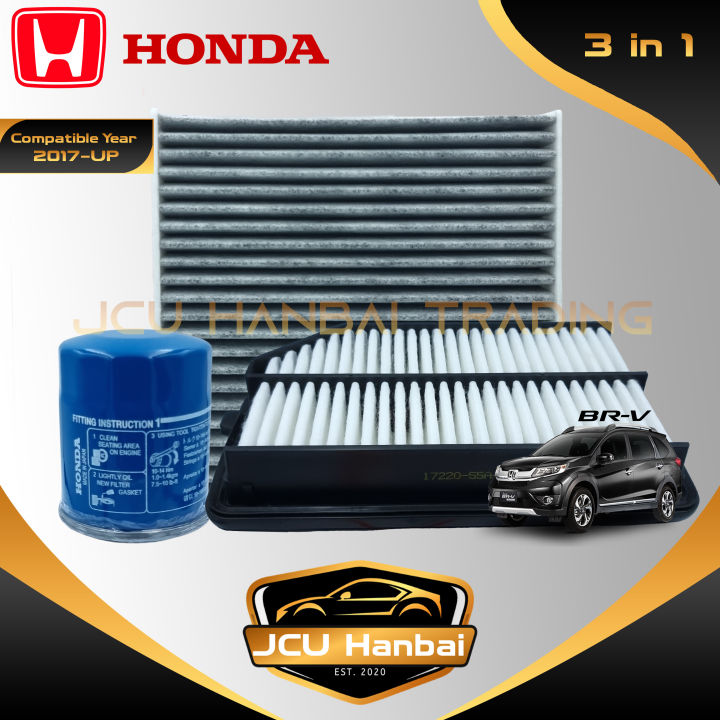 3in1 CHARCOAL SET Air Filter, Cabin Filter and Oil Filter for Honda BR ...