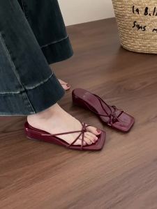 2026 Summer Women Wedges Heel Flip Flop Fashion Leopard Print Clip Toe Slides Ladies Outdoor Beach Dress Slippers2026