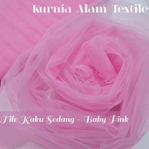Kain Tile Tulle Souvenir Kaku Sedang Warna Baby Pink per 0.5meter x 1.25meter