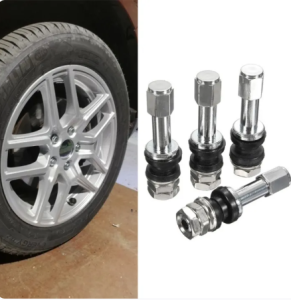 100Pcs TR43E Tubeless Tire Valve Bolt-in Stainless Steel Wheel Air Valve Stem Dust Cap Universal Car Motorsiklo