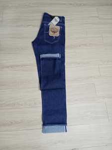 Celana Jeans Selvedge Terbaru/Celana Denim Selveg 15oz Sanforized Black Indigo size 27-32 Bayar di Tempat (COD)