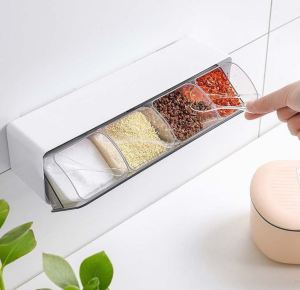 Seasoning Rack Spice Shelf Rack Portable and Spice Box Container with Spoon for Wall Mounting - Keimav Official