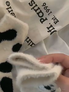 Cute Cartoon Fluffy Socks Warm Water Mink Fleece Socks Cow & Dinosaur Design