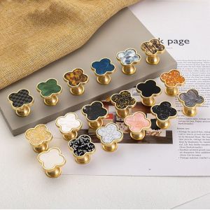 LITUILI Clover Cabinet Knob Single Hole Modern Door Pull Handles Minimalist Colorful Drawer Knobs Furniture