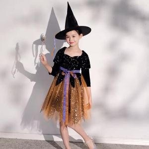 Halloween Childrens Clothing Girls Cute Princess Dress Witch Witch cos Dress up Makeup Ball Performance Costume