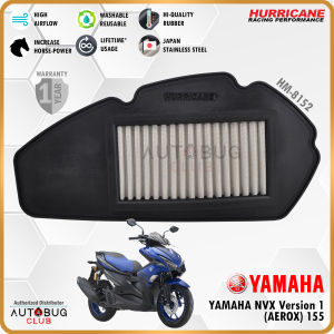 HURRICANE Motorcycle Engine Air Filter [YAMAHA NVX Version 1 (AEROX) 155 YAMAHA N MAX 155 (2021) NVX VERSION 2 155 VVA (2021)] SUS304 Japan Stainless Steel 60 micron Motorbike Bike (Washable Reusable)
