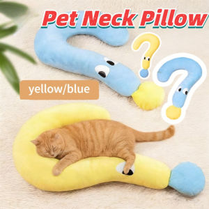 YOUYITIAOYU Pet Neck Pillow Cat Dog Summer Soft Sleeping Pillow Question Mark Shaped Rest Calming Pet Cartoon