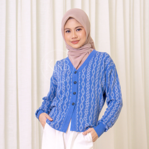 Cardigan Lily Atasan Rajut Wanita Motif Printing Simple Knit Outer KRB