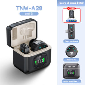TNW A28 Wireless Microphone Magnetic Clip On Mic Lavalier Microphone HP Plug & Play Nirkabel Mikrofon with Charging Case