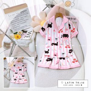[HCM] (40-56kg P2) Đồ bộ pijama đùi chất lụa latin in 3D hoạt hình. labubu - capybara - gấu panda/pooh/lotso - mèo kitty - ếch xanh - cún/chó -maruko - khủng long con - heo/lợn - chuột mickey - mèo máy doraemon - thỏ Hongduyen_2188.