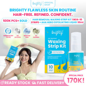 BRIGHTY HAIR REMOVAL WAXING STRIP KIT X AHA HERO EXFOLIATING LIQUID