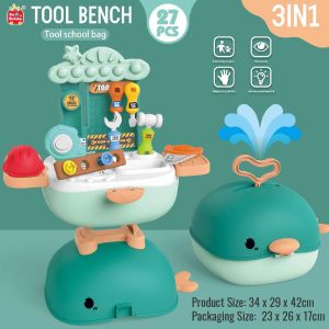 3in1 Cute WHALE Backpack Pretend Play Set Childrens Toys Doctor Kitchen Makeup Tool IceCream Dinosaur Sea Animals