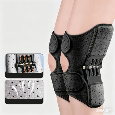[Elbbkg] Powerful Rebound Springs Knee Assistive Device Non-Slip Breathable Knee Booster Adjustable Spring Stabilizer Brace Joint Support