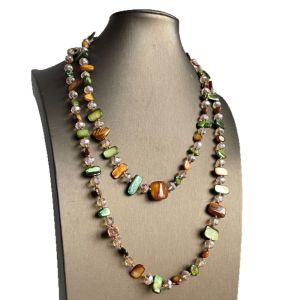 SUN ME Irregular Bohemia Pendant Necklace Creative Retro Long Sweater Chain Beaded Necklace Jewelry Gift Double Layer Necklace Women