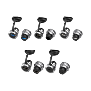 Two USB3.0 Round Type A Panel Mount Couplers Corrosion Resistant Contacts Easy Screwless Assembly