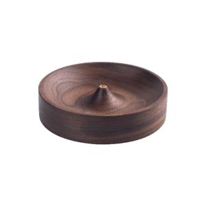 Incense Base Round Incense Burner Agarwood Tray Holder Black Walnut Handmade Tea Ceremony