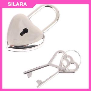 SILARA 1Set Heart Shape Padlock Mini Luggage Hardware Locks With Key Lock For Travel Wedding Jewelry Box Diary Book Suitcase