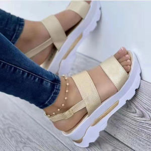 Free Shipping New Summer Collection: Plus-Size WomenS Shoes Wide-Toe Design Single-Strap Style Sweet And Charming Thick-Soled Wedge Sandals For Women