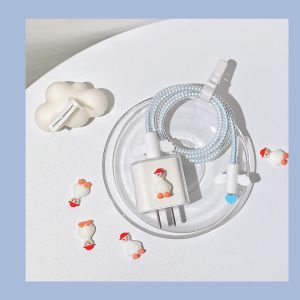 Chargers Cover Cute Red/Blue cap duck 5w 18w 20w charging data cable mobile phone protective sleeve compatible for iphone  11 12 13 14 pro max [cchoice]