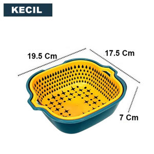 Keranjang Tirisan Multifungsi Baskom Cuci Sayur Buah 2 Lapis Baskom Serbaguna -WD-3