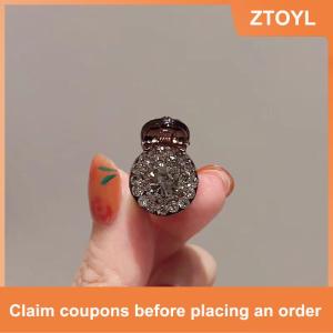【ZTOYL】 2 4 cái kẹp tóc mini tròn Rhinestone kẹp móng vuốt nữ Zircon Retro kẹp tóc nhỏ kẹp Tóc Cua Phụ kiện tóc nữ 