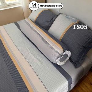 Bộ Ga Giường Tencel Silk Mẫu Sọc Mã S05 Nhiều Kích Thước Chính Hãng