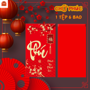 Bao lì xì đỏ tết 2025 quà năm mới Ất Tỵ 1 tệp 6 cái bao lì xì tết sang trọng đem lại may mắn cho Gia Chủ - MIYABI