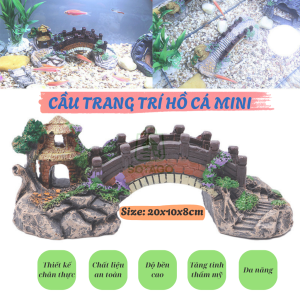 Cầu Trang Trí Hồ Cá Mini Cổ Trang- Mô Hình Cầu Giả Cảnh Quan Cho Bể Cá- Tiểu Cảnh Cầu Đá Phong Cách Cổ Điển