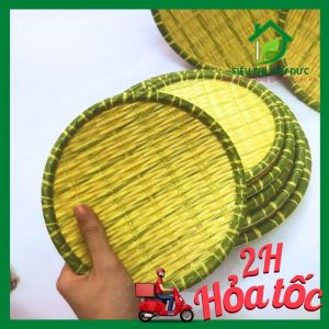 Đĩa Phíp Giả Tre Đan Mẹt Nhựa Giả Mây Bán Bún Đậu Mắm Tôm Đựng Đồ Ăn Hình Tròn Loại 1 Dày Dặn