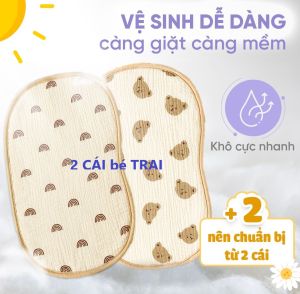 Gối xô lót đầu cotton 10 lớp mềm mại thấm hút mồ hôi Cho Bé sơ sinh KT 20x40cm