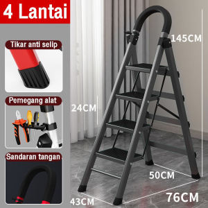 MH Tangga Lipat Aluminium Rumah Lipat 5/6/7 Step Ladder Pegangan Bisa Dilepas
