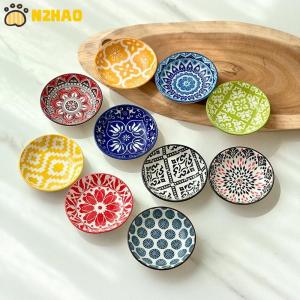 【N2HAO】 Ceramic Condiment Dishes Bohemian Style Plates Sauce Dishes Suitable For Kitchens Restaurants Sushi Shops And Picnics