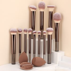 Makeup Brush Set Including Blush Eyeshadow Two Makeup Sponges And A Powder Puff