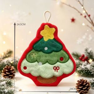 LUSIT Water Absorption Christmas Hand Towels Quick-drying Coral Fleece Santa Claus Hand Towel  Hanging Christmas Tree Handkerchiefs Kitchen Bathroom