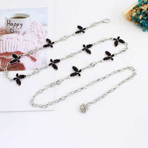 hananre Trendy Butterfly Decoration Metal Chain Belt Adjustable Elegant Thin Body Waist Chain Dress Sweater Pendant Decoration Belt Gift