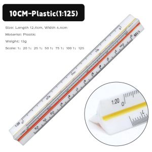 VIVIDI 10/15/30cm Triangular Scale Drafting Measure Tool Metal/Plastic Metric Scale Ruler Multi-functional 1:20-1:500 Proportional Scale Engineer
